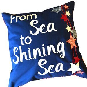 Patriotic Pillow Cover: Patchwork Stars, From Sea to Shining Sea Applique 18x18